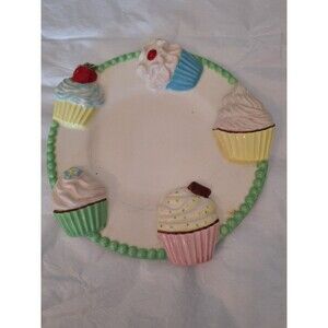 Mud Pie Ceramic The Cup Cake  Birthday Dessert Plate   8"